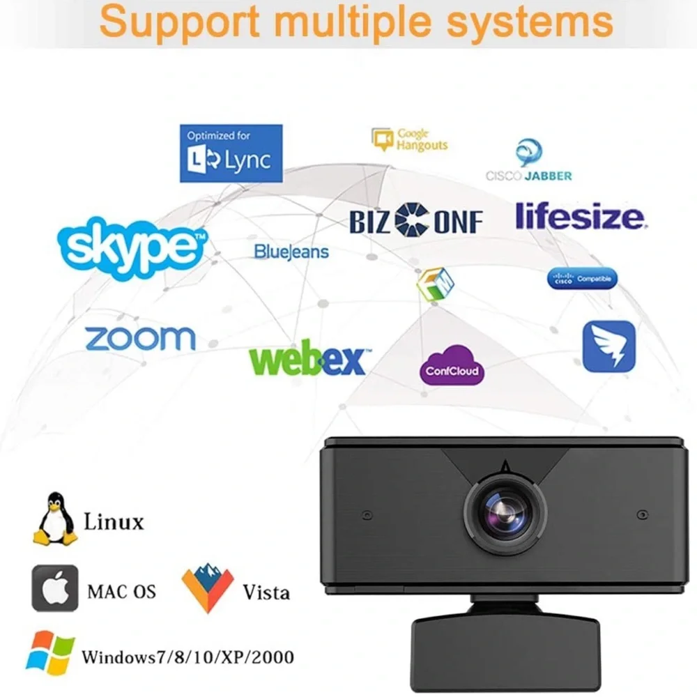 1080P Full HD Webcam with Mic, Quick Focus, Computer Camera for Online Video